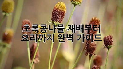 초록콩나물 재배부터 요리까지 완벽 가이드